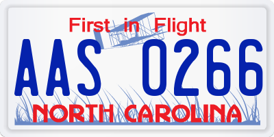 NC license plate AAS0266