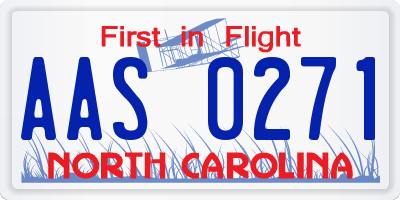 NC license plate AAS0271
