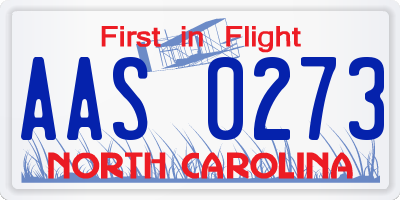 NC license plate AAS0273