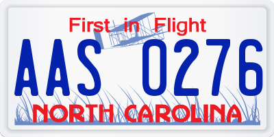 NC license plate AAS0276