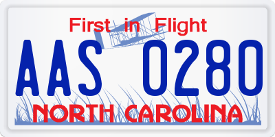 NC license plate AAS0280