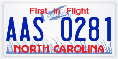 NC license plate AAS0281