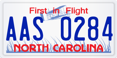 NC license plate AAS0284