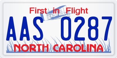 NC license plate AAS0287