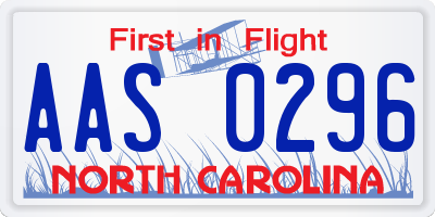 NC license plate AAS0296