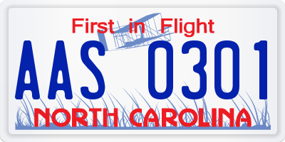 NC license plate AAS0301