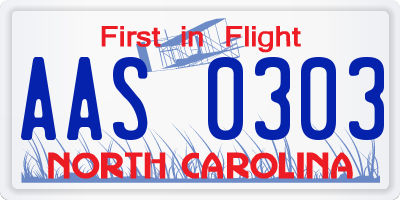 NC license plate AAS0303