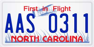 NC license plate AAS0311