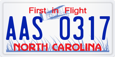 NC license plate AAS0317