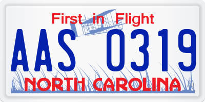 NC license plate AAS0319