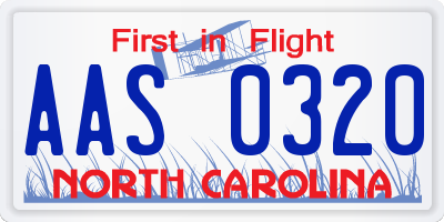NC license plate AAS0320
