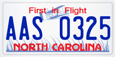 NC license plate AAS0325