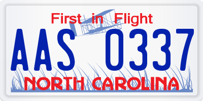 NC license plate AAS0337