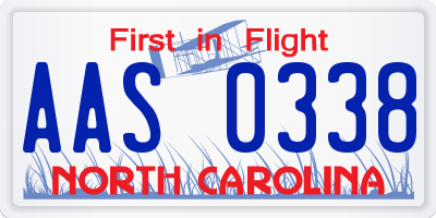 NC license plate AAS0338
