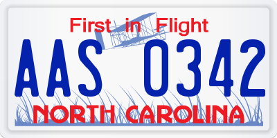 NC license plate AAS0342