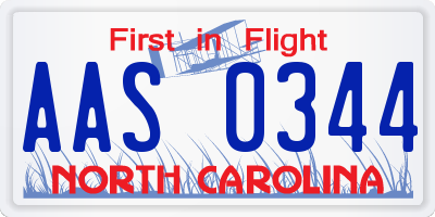 NC license plate AAS0344