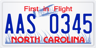 NC license plate AAS0345