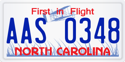 NC license plate AAS0348
