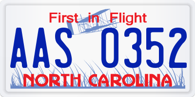 NC license plate AAS0352