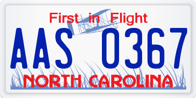 NC license plate AAS0367