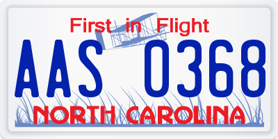 NC license plate AAS0368