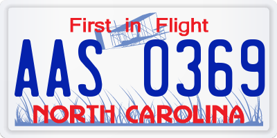 NC license plate AAS0369