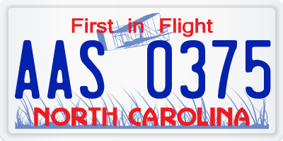 NC license plate AAS0375