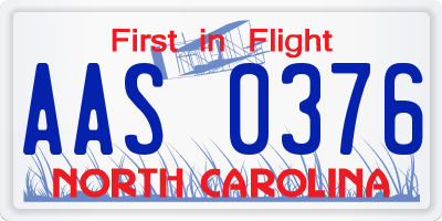 NC license plate AAS0376