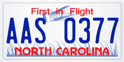 NC license plate AAS0377