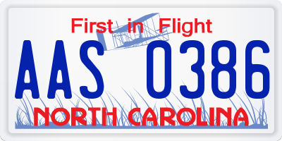 NC license plate AAS0386