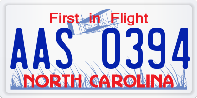 NC license plate AAS0394