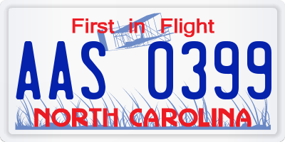 NC license plate AAS0399