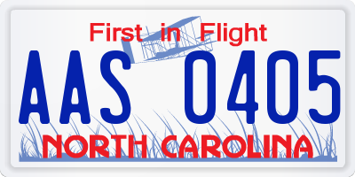 NC license plate AAS0405