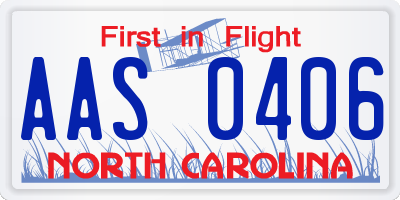 NC license plate AAS0406