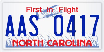 NC license plate AAS0417