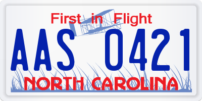 NC license plate AAS0421