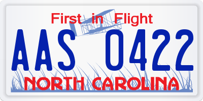 NC license plate AAS0422