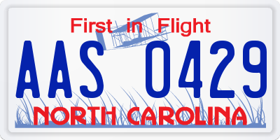NC license plate AAS0429