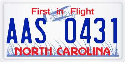 NC license plate AAS0431