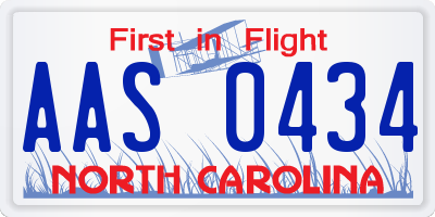 NC license plate AAS0434