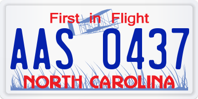 NC license plate AAS0437