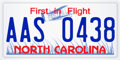 NC license plate AAS0438