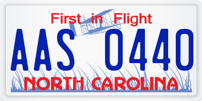NC license plate AAS0440