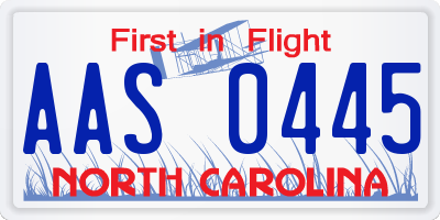 NC license plate AAS0445