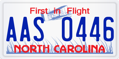 NC license plate AAS0446