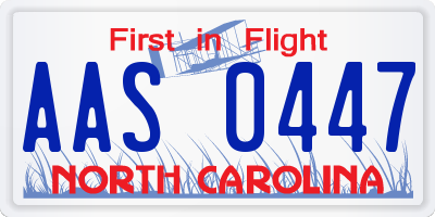 NC license plate AAS0447