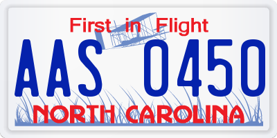 NC license plate AAS0450
