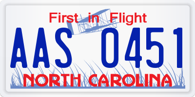 NC license plate AAS0451
