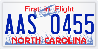 NC license plate AAS0455