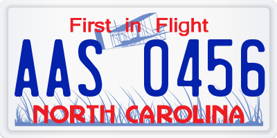 NC license plate AAS0456